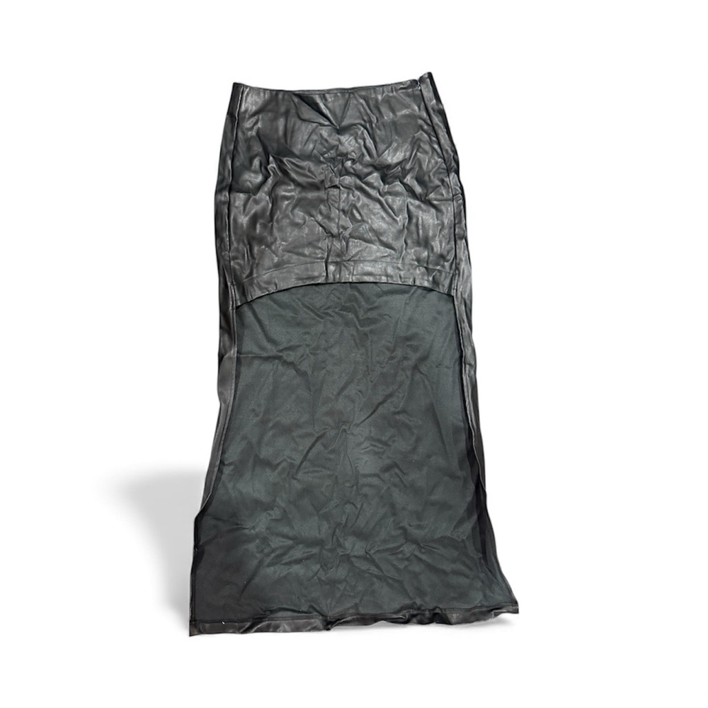 Black Fake leather short / long skirt